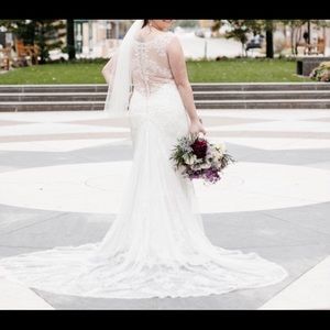 Ivory Wedding Dress with Silver Accents Size 10-12